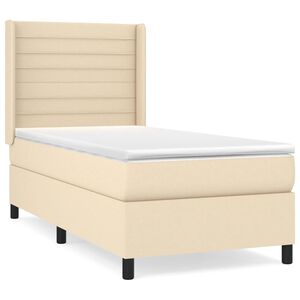 vidaXL Sommier &agrave; lattes de lit avec matelas Cr&egrave;me 90x200 cm Tissu