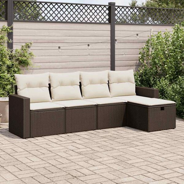 vidaXL Salon de jardin avec coussins 5 pcs marron r&eacute;sine tress&eacute;e