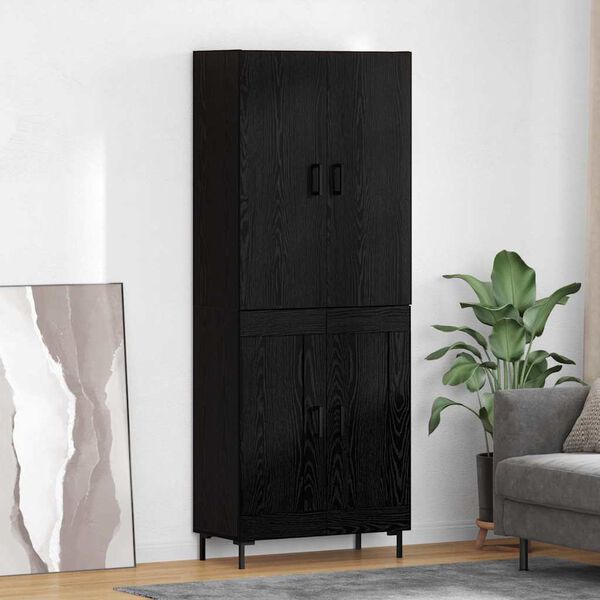 vidaXL Haut Armoire Ch&ecirc;ne noir 69,5 x 34 x 180 cm Bois d'ing&eacute;nierie