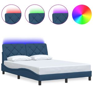 vidaXL Cadre de lit avec LED sans matelas bleu 120x200 cm tissu