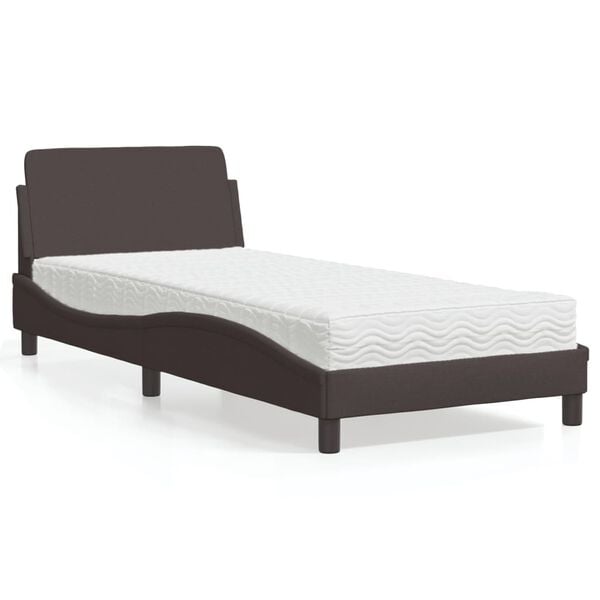 vidaXL Lit avec matelas Dover marron fonc&eacute; 80x200 cm tissu