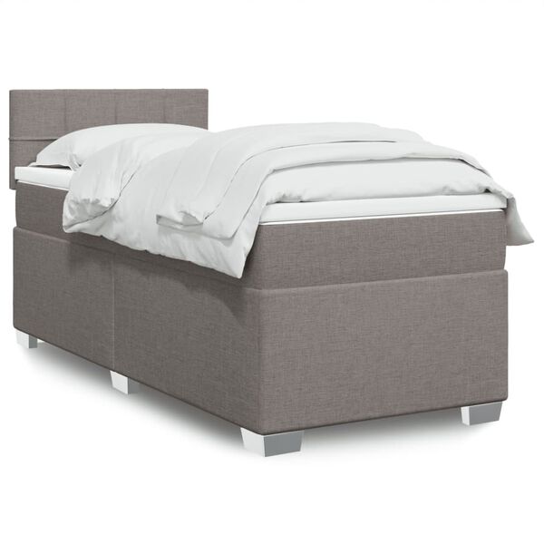 vidaXL Sommier &agrave; lattes de lit avec matelas Taupe 90x200 cm Tissu