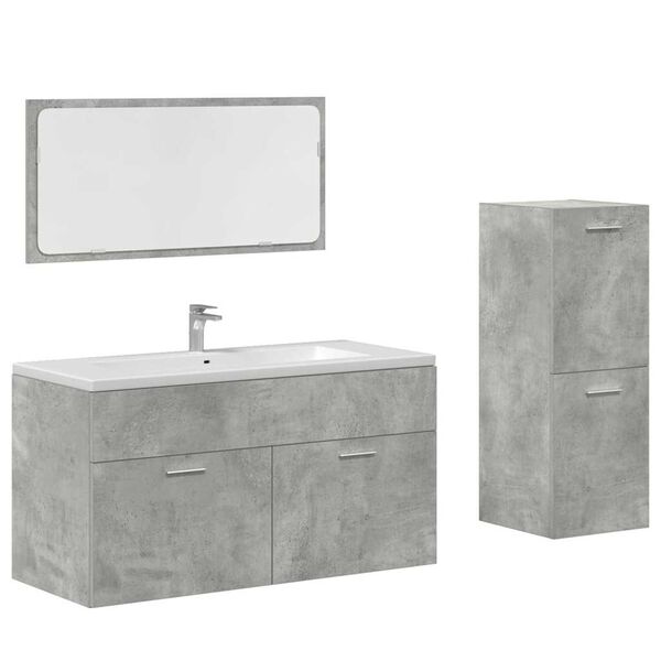 vidaXL Ensemble de meubles de salle de bain 3 pcs gris b&eacute;ton