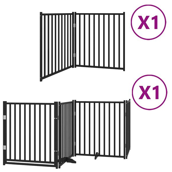 vidaXL Barri&egrave;re pour chien porte pliable 6 panneaux noir bois peuplier