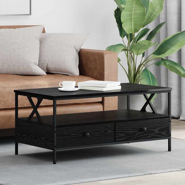 vidaXL Table basse Ch&ecirc;ne noir 100 x 51 x 45 cm Bois d'ing&eacute;nierie
