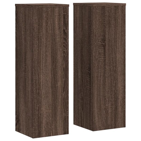vidaXL Supports pour plantes 2 pcs ch&ecirc;ne marron bois d'ing&eacute;nierie