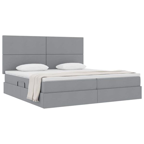 vidaXL Lit avec rangement et matelas Gris clair 200 x 200 cm Polyester