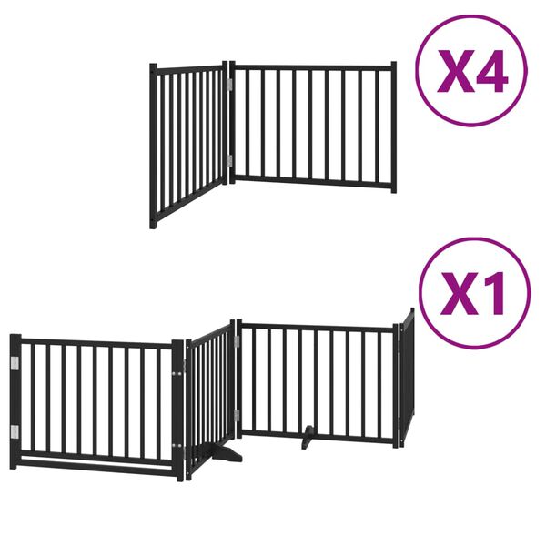 vidaXL Barri&egrave;re pour chien porte pliable 12panneaux noir bois peuplier