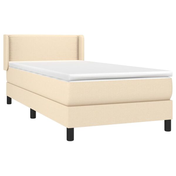 vidaXL Sommier &agrave; lattes de lit avec matelas Cr&egrave;me 80x200 cm Tissu