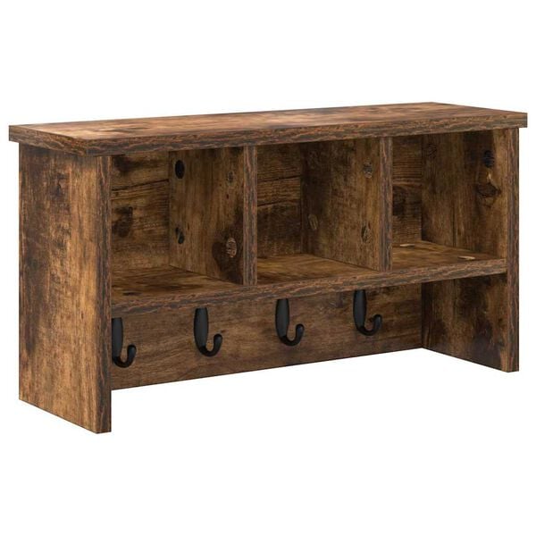 vidaXL Porte-manteau mural avec &eacute;tag&egrave;re Ch&ecirc;ne fum&eacute; 50 x 16 x 26 cm