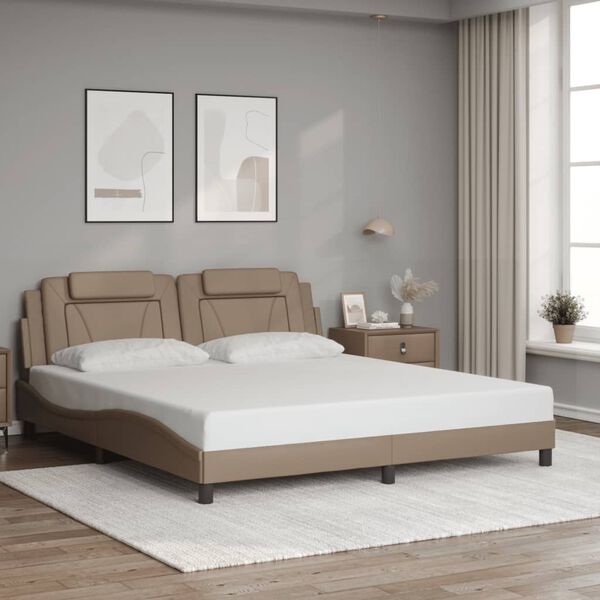 vidaXL Cadre de lit Viana avec LED sans matelas cappuccino 180x200 cm