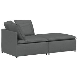 vidaXL Canap&eacute; modulaire et repose-pieds et coussins tissu gris fonc&eacute;