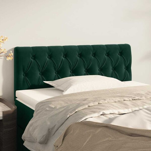 vidaXL T&ecirc;te de lit Vert fonc&eacute; 90x7x78/88 cm Velours