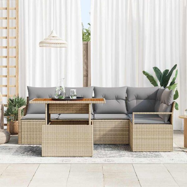vidaXL Ensemble de salle &agrave; manger pour jardin 6 pcs Beige et gris