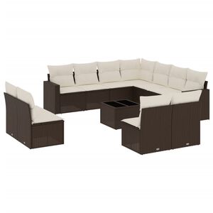 vidaXL Salon de jardin avec coussins 12 pcs marron r&eacute;sine tress&eacute;e