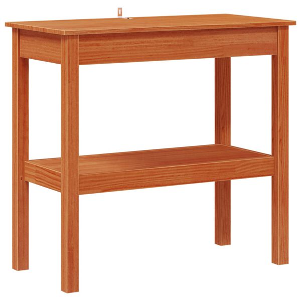 vidaXL Table console avec &eacute;tag&egrave;re Brun Cir&eacute; 80 x 40 x 75 cm Pin massif