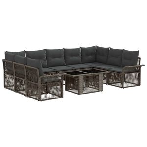 vidaXL Ensemble de canap&eacute; de jardin 10 pc Gris et Gris fonc&eacute; polyrotin
