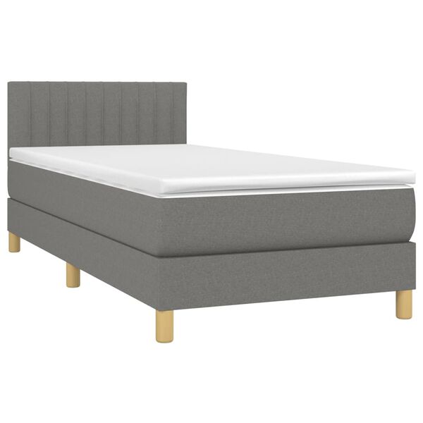 vidaXL Sommier &agrave; lattes de lit avec matelas et LED Gris fonc&eacute; 80x200cm