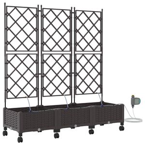 vidaXL Porte-plante de jardin avec irrigation et roues 3 pc Marron PP