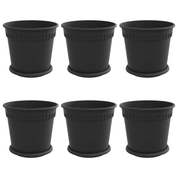 vidaXL Pots de plantes 6 pcs Noir &Oslash; 19 x 16 cm Plastique