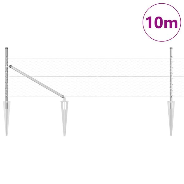 vidaXL Poteau de cl&ocirc;ture. Argent&eacute; 10 x 0,8 m (maillage de 36 mm) Acier