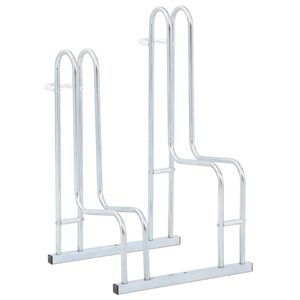 vidaXL Support de v&eacute;lo au sol autoportant pour 2 v&eacute;los acier galvanis&eacute;