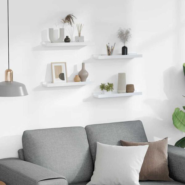 vidaXL &Eacute;tag&egrave;res murales 4 pcs Blanc brillant 40x9x3 cm