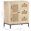 vidaXL Buffet 60x35x70 cm Bois de manguier massif et canne naturelle