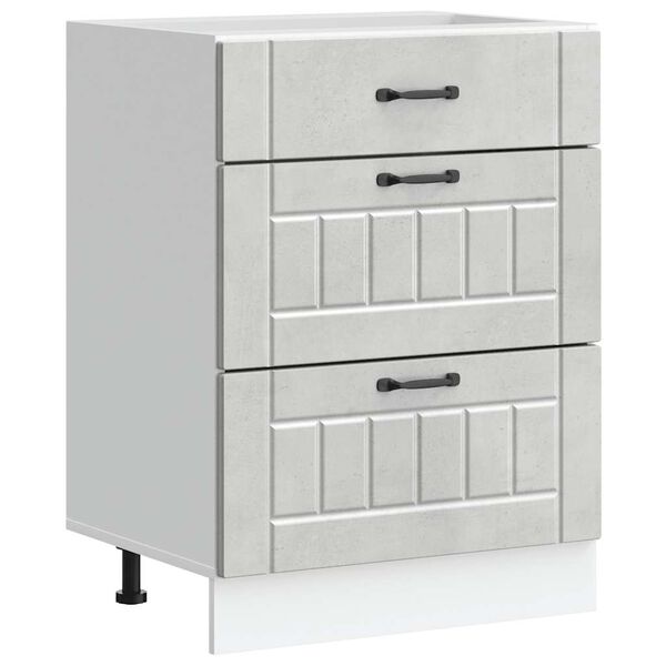 vidaXL Armoire de cuisine Lucca gris b&eacute;ton bois ing&eacute;nierie