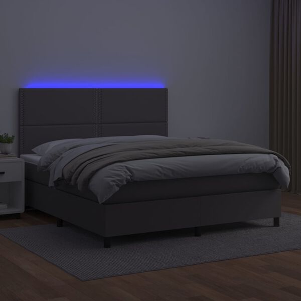 vidaXL Sommier à lattes de lit avec matelas et LED Gris 180x200 cm