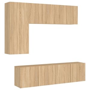 vidaXL Unit&eacute;s murales TV 5 pcs ch&ecirc;ne sonoma bois d'ing&eacute;nierie
