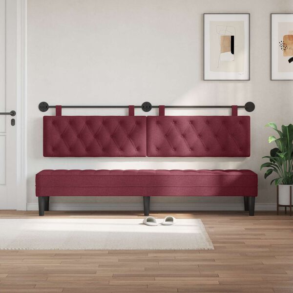vidaXL T&ecirc;te de lit suspendue Bordeaux 210 x 55 x 7 cm tissu