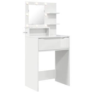 vidaXL Tables de maquillage pour chambre avec tiroir Blanc brillant