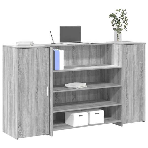 vidaXL Bureau de réception sonoma gris 180x50x103,5 cm bois ingénierie