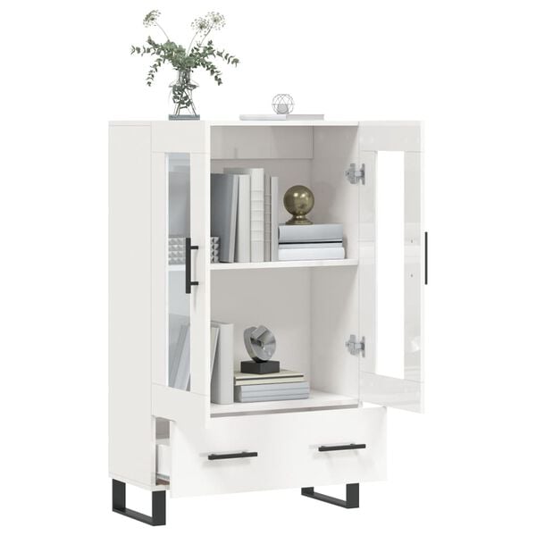 vidaXL Buffet haut blanc brillant 69,5x31x115 cm bois d'ingénierie