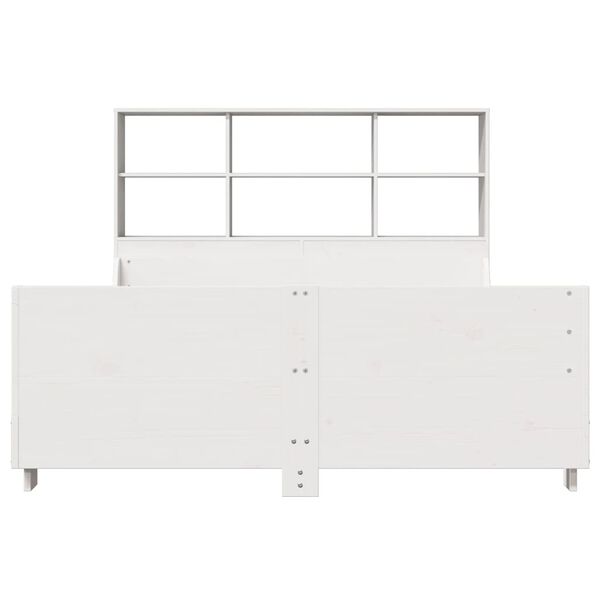 vidaXL Lit biblioth&egrave;que sans matelas blanc 140x200 cm bois massif