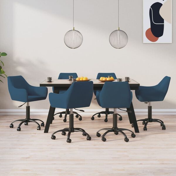 vidaXL Chaises pivotantes &agrave; manger lot de 6 Bleu Velours