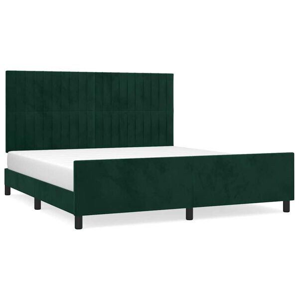 vidaXL Cadre de lit sans matelas vert fonc&eacute; 160x200 cm velours