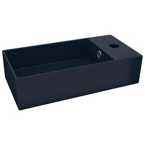 vidaXL Lavabo de salle de bain avec trop-plein C&eacute;ramique Bleu fonc&eacute;