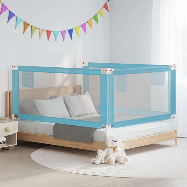 vidaXL Barri&egrave;re de s&eacute;curit&eacute; de lit d'enfant Bleu 180x25 cm Tissu