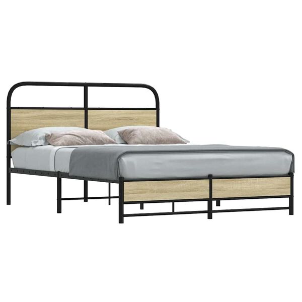 vidaXL Cadre de lit sans matelas 135x190 cm ch&ecirc;ne sonoma