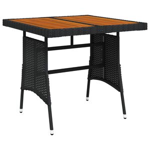 vidaXL Table de jardin Noir 70x70x72 cm R&eacute;sine tress&eacute;e et acacia