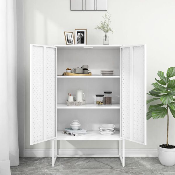 vidaXL Buffet haut Blanc 80x35x135 cm Acier