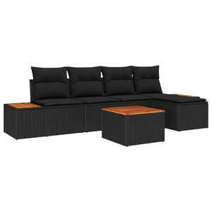 vidaXL Ensemble de canap&eacute; de jardin avec coussin 6 pcs Noir Polyrotin
