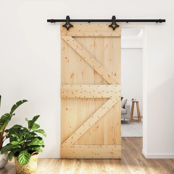 vidaXL Porte coulissante et kit de quincaillerie 95x210 cm pin massif