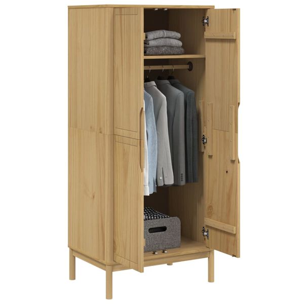 vidaXL Garde-robe FLORO cire marron 77x53x171 cm bois massif de pin