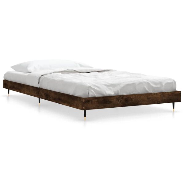 vidaXL Cadre de lit sans matelas ch&ecirc;ne fum&eacute; 90x200cm bois d'ing&eacute;nierie