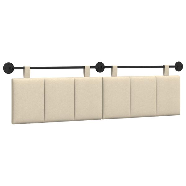 vidaXL T&ecirc;te de lit suspendue Montage mural Cr&egrave;me 190 x 55 x 5 cm tissu