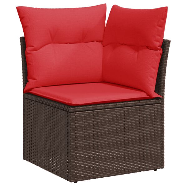vidaXL Salon de jardin 10 pcs avec coussins marron r&eacute;sine tress&eacute;e