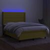 vidaXL Sommier &agrave; lattes de lit matelas et LED Vert 140x200 cm Tissu
